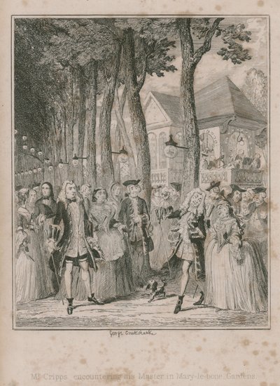 Mr Cripps die zijn Moeder tegenkomt in Mary-le-bone Gardens door George Cruikshank